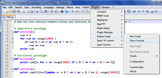Interface graphique de l'éditeur Notepad++